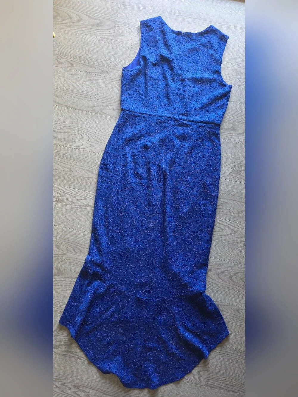 NWT Alexa B Nites Royal Blue Lace Glitter High-Low Mermaid Dress Size 12 - Picture 7 of 8